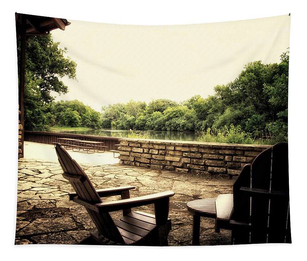 Surreal Tapestry featuring the photograph Seating For Two By The Creek by Thomas Woolworth