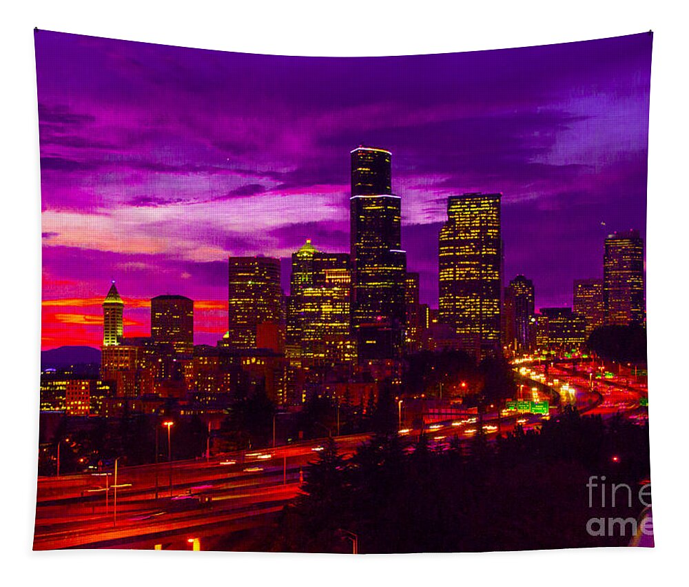 Seattle Tapestry featuring the photograph Seattle Shades Of Purple by Louise Magno