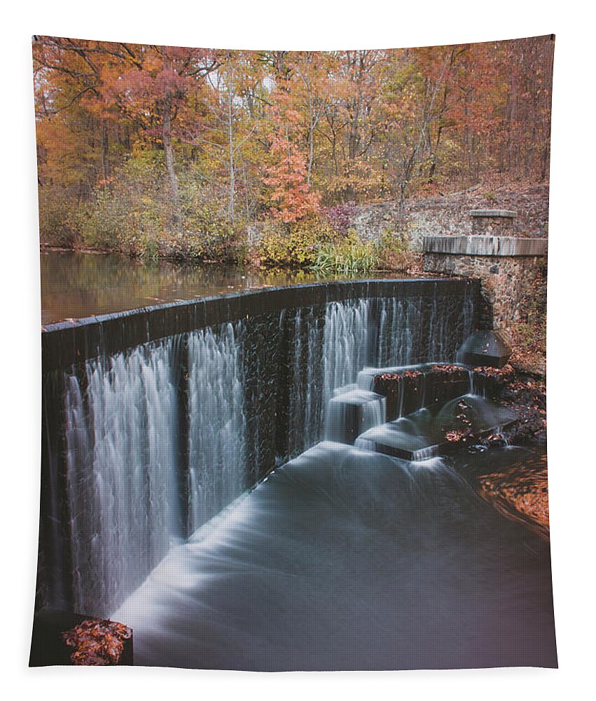 Seely's Pond Tapestry featuring the photograph Seely's Pond Waterfall by Lisa Blake