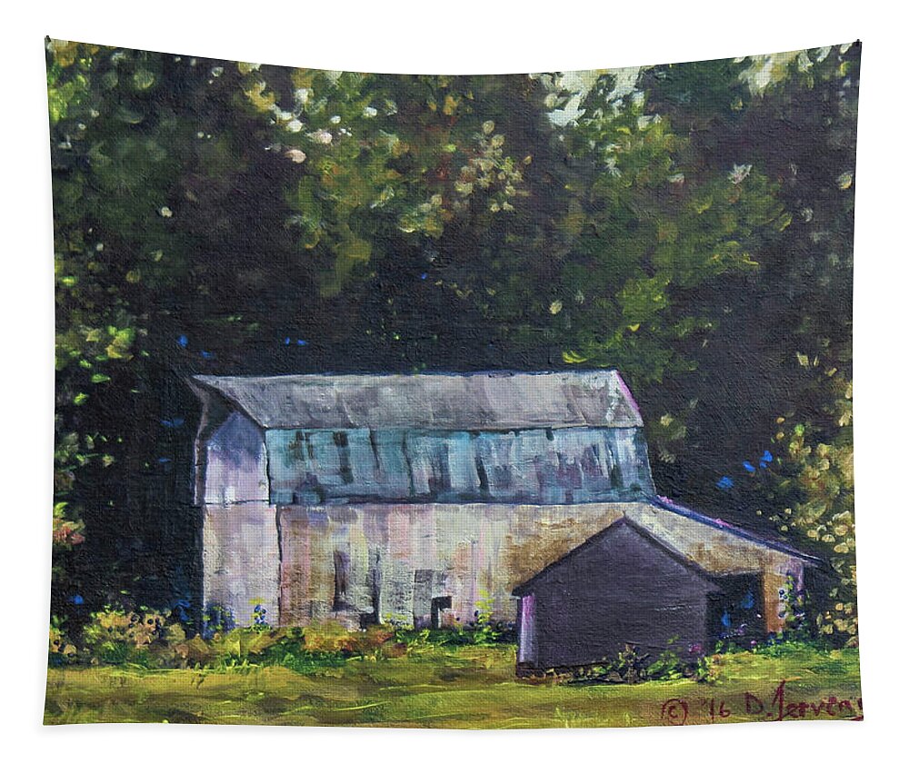 Landscape Tapestry featuring the painting Sendmeyer Farm 2 by Douglas Jerving