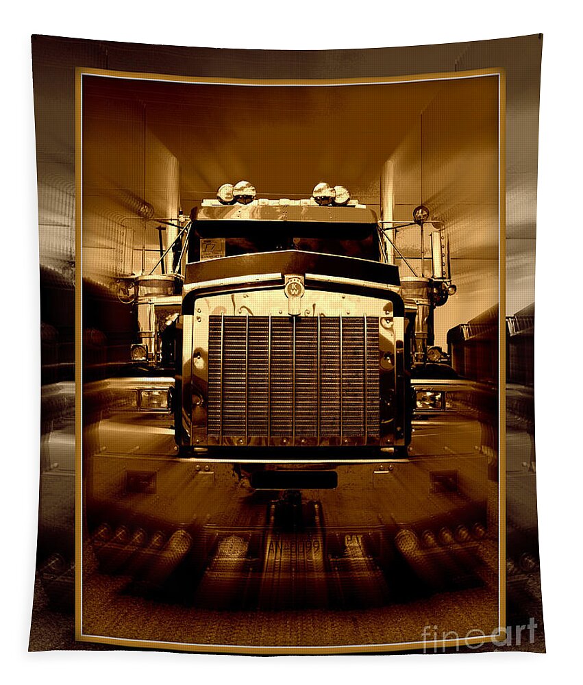 Trucks Tapestry featuring the photograph Sepia toned Kenworth Abstract by Randy Harris