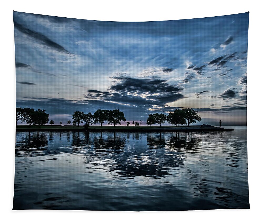 Belmont Harbor Tapestry featuring the photograph Serene Summer water and clouds by Sven Brogren