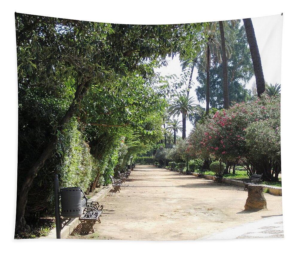 Seville Tapestry featuring the photograph Seville Garden Pathway IV Spain by John Shiron