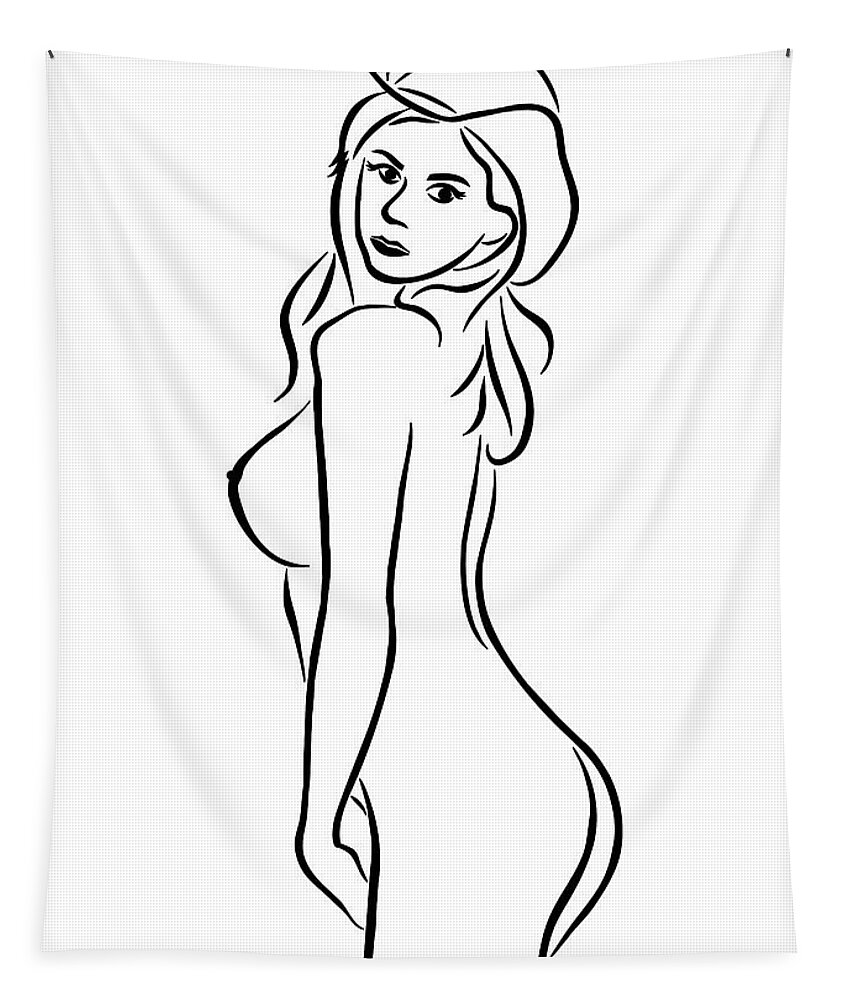 Nude Tapestry featuring the photograph Sexy Cowgirl Illustration by Ricky Barnard