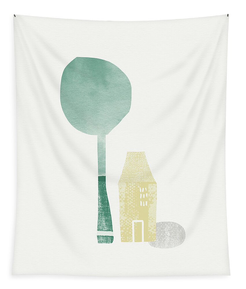 Minimal Tapestry featuring the painting Shade Tree- Art by Linda Woods by Linda Woods