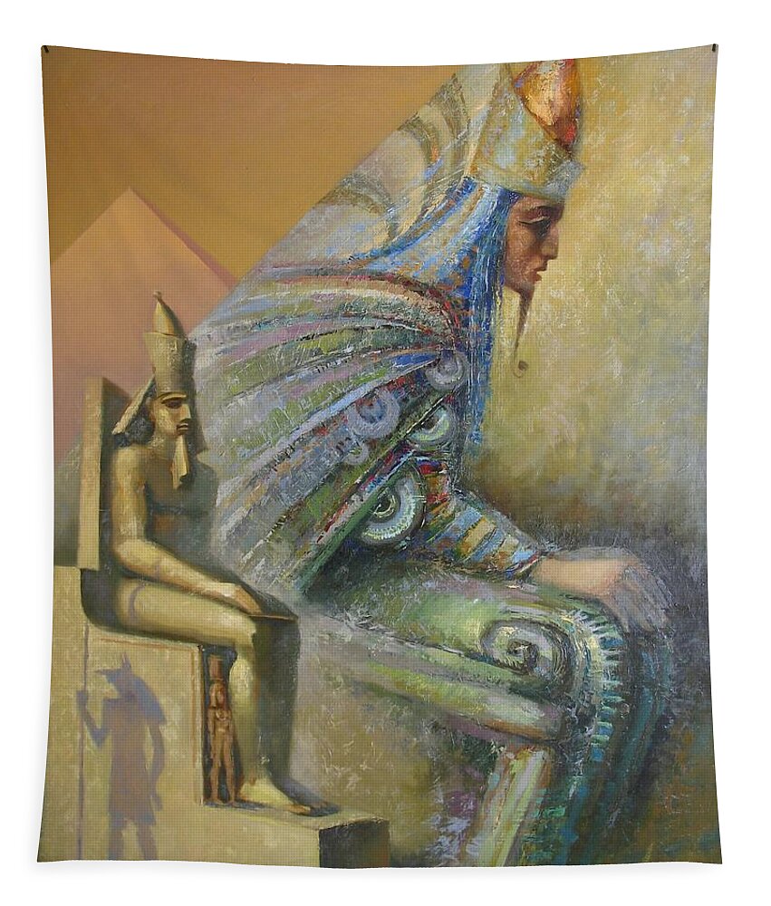 Egyptian God Tapestry featuring the painting Shadows by Valentina Kondrashova