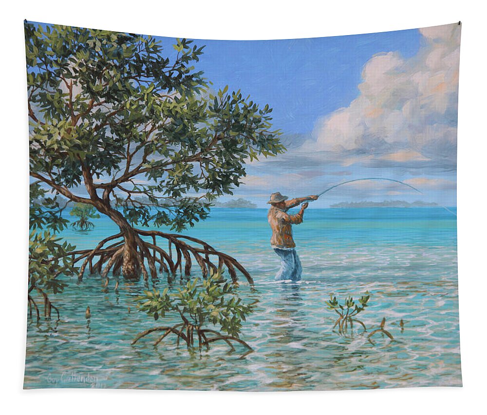 Bahamas Tapestry featuring the painting Shallow Run by Guy Crittenden