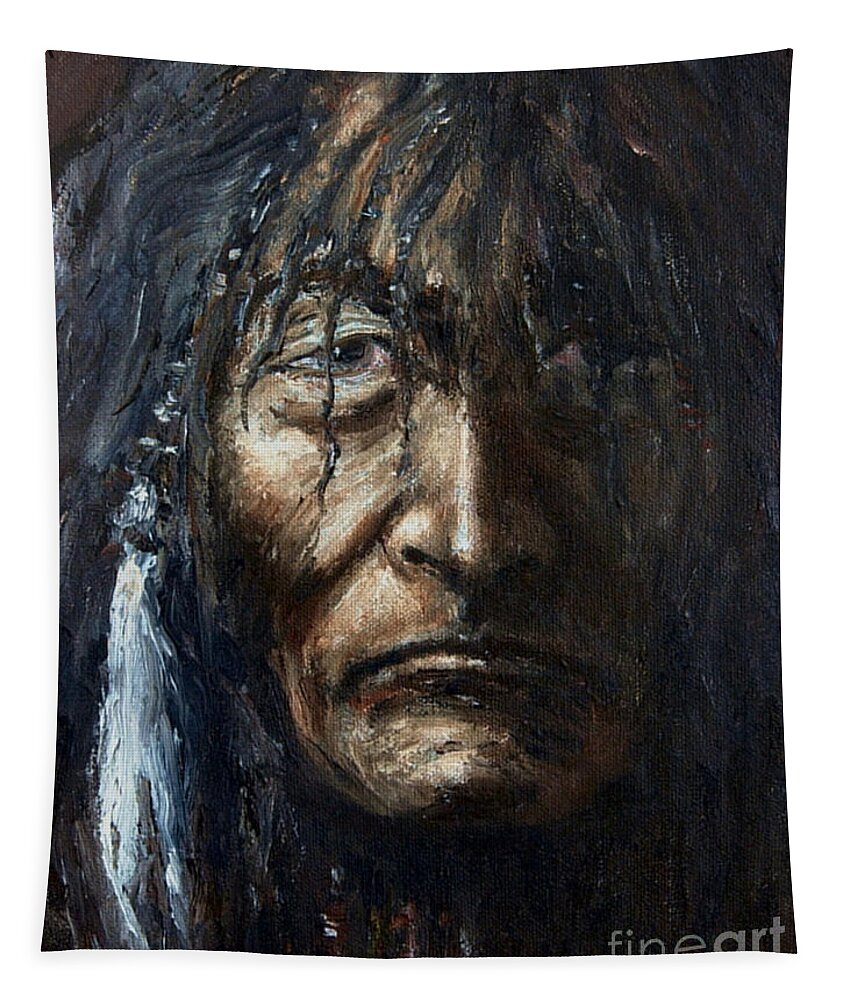 Shaman Tapestry featuring the painting Shaman by Arturas Slapsys