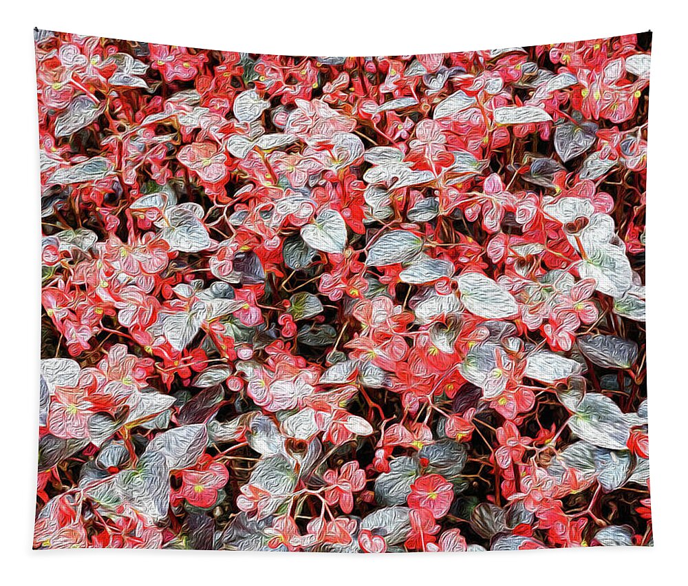 Red Flowers Tapestry featuring the photograph She Wore Red Flowers by John Williams