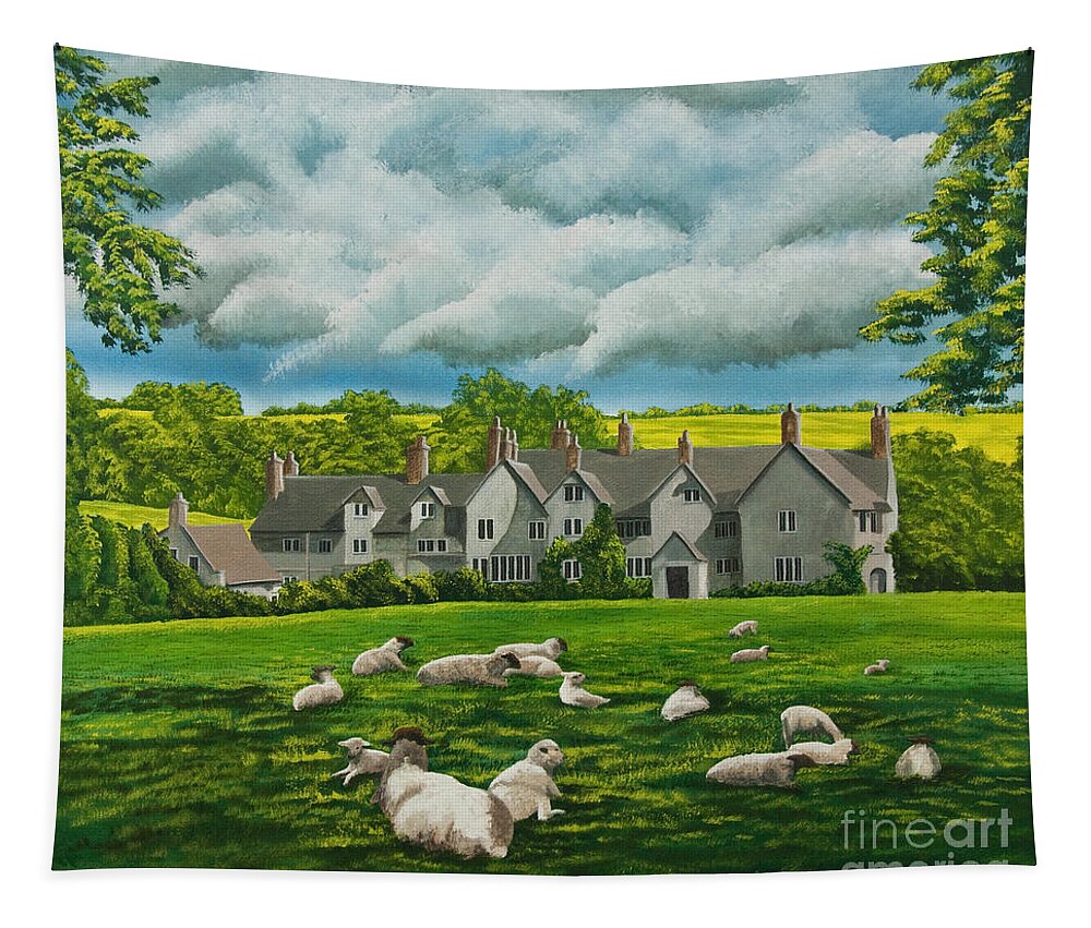English Painting Tapestry featuring the painting Sheep in Repose by Charlotte Blanchard