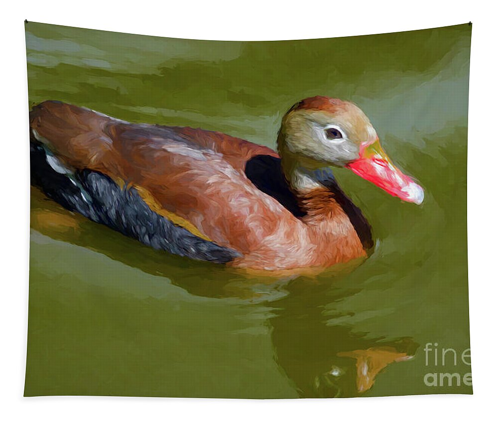 Shelduck Tapestry featuring the photograph Shelduck in Pond - Painted by Kathleen K Parker
