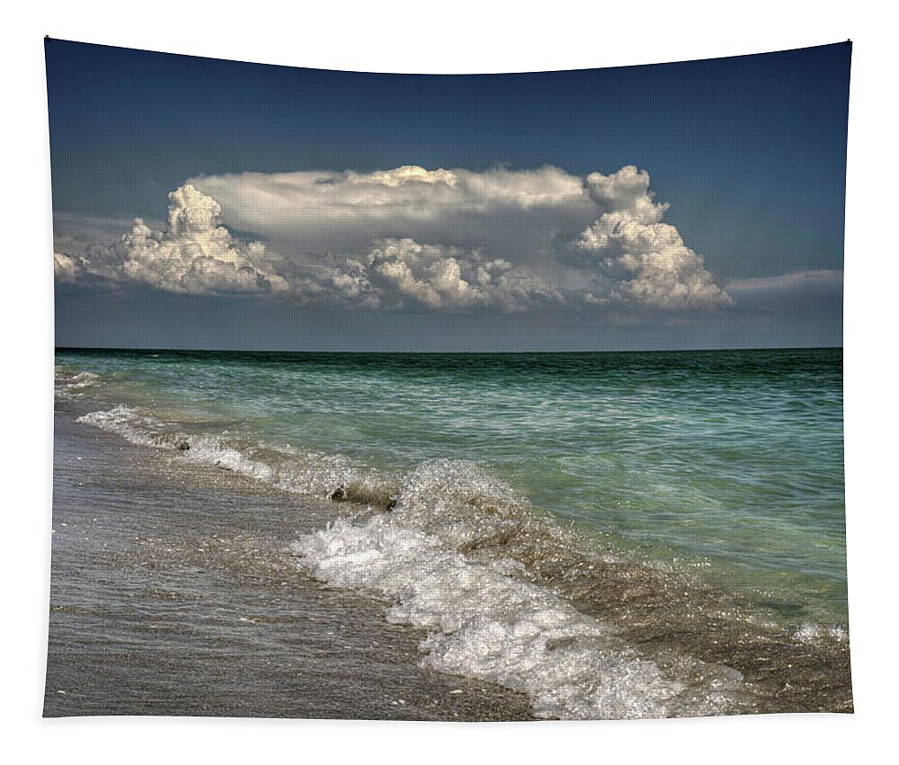 Sanibel Island Tapestry featuring the photograph Shells, Surf And Summer Sky by Greg and Chrystal Mimbs