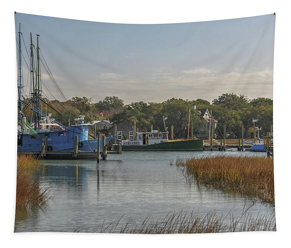 Shem Creek Tapestry featuring the photograph Shem Creek Island Crawl by Dale Powell