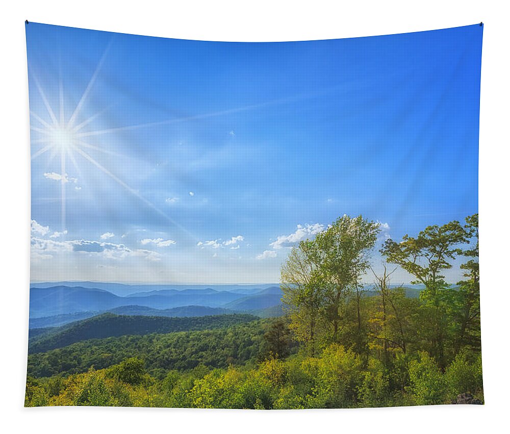 Blue Ridge Mountains Tapestry featuring the photograph Shenandoah's The Point Overlook by Sylvia J Zarco