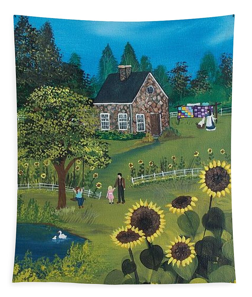 Folk Art Tapestry featuring the painting Shine On by Virginia Coyle