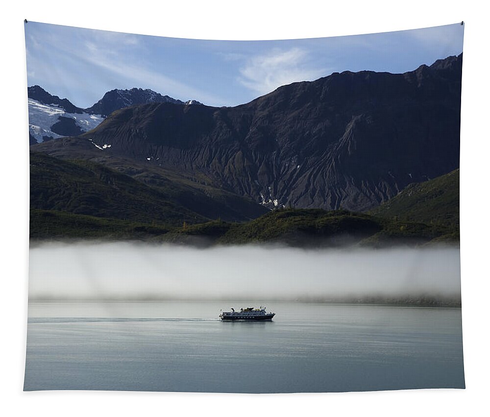 Glacier Bay National Park. Glacier Tapestry featuring the photograph Ship in the Fog by Richard J Cassato