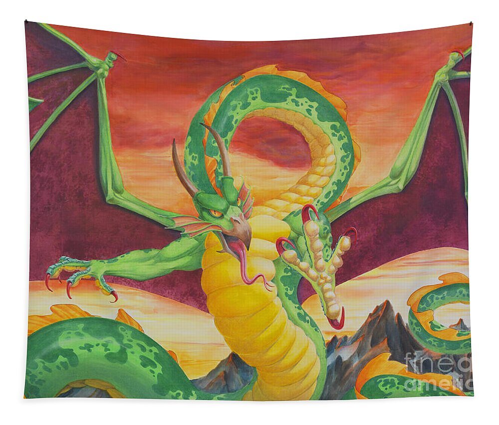 Dragon Tapestry featuring the painting Shivan Dragon 3.0 by Melissa A Benson