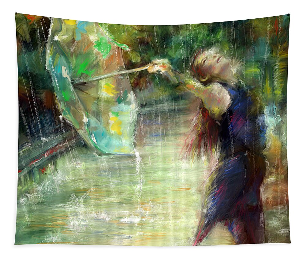 Rain Tapestry featuring the mixed media Umbrella Pieces of April by Mark Tonelli