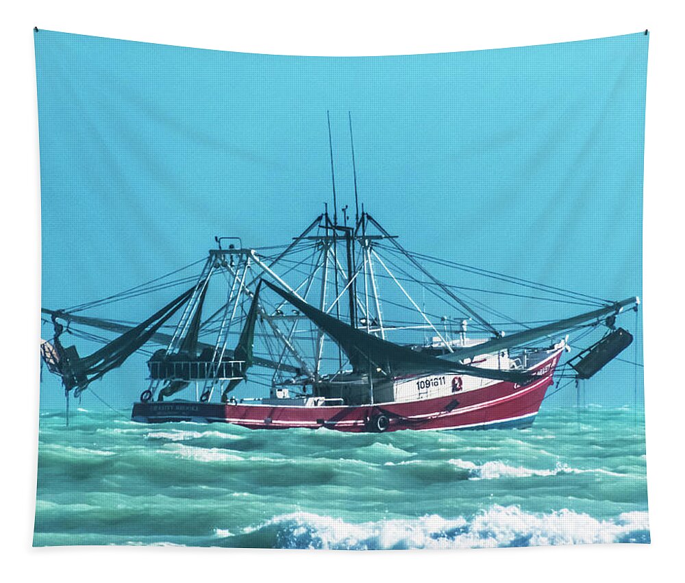 Shrimping Tapestry featuring the photograph Shrimping on a Windy day in Key West by Bob Slitzan