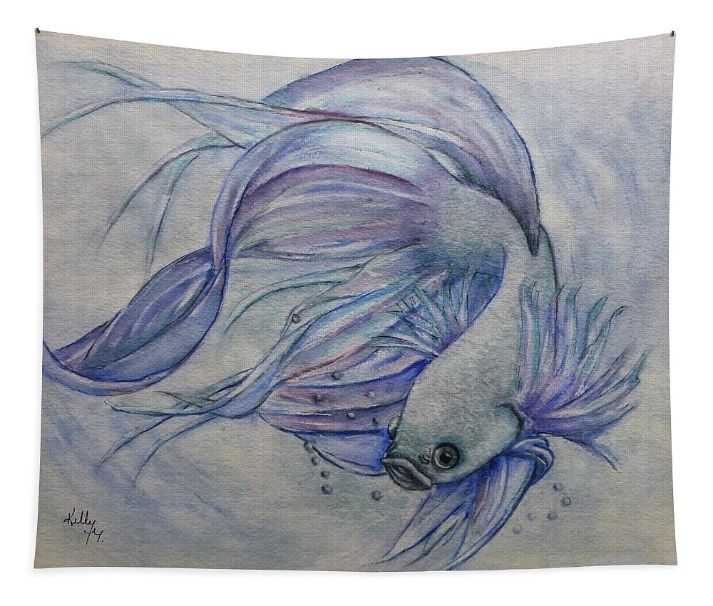 Siamese Fighting Fish Tapestry featuring the painting Betta Siamese Fighting Fish by Kelly Mills