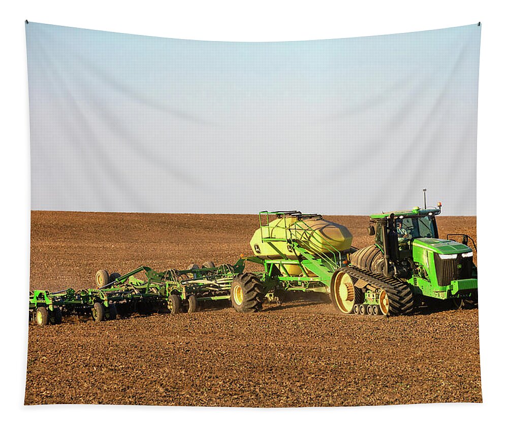 John Deere Tapestry featuring the photograph Side Hill Seeding by Todd Klassy