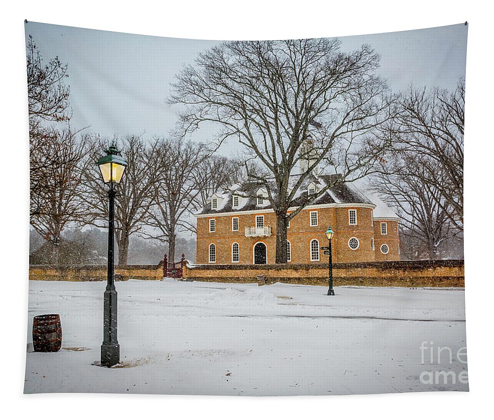 Side View Of Colonial Capitol In Winter Tapestry featuring the photograph Side View of Colonial Capitol in Winter by Karen Jorstad