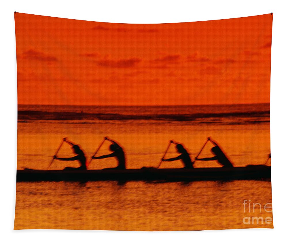 Blur Tapestry featuring the photograph Side View Of Paddlers by Joe Carini - Printscapes
