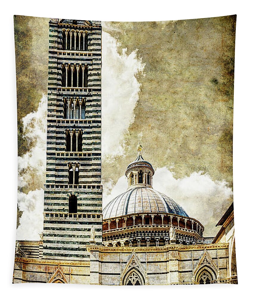 Siena Tapestry featuring the photograph Siena Duomo tower and cupola by Weston Westmoreland