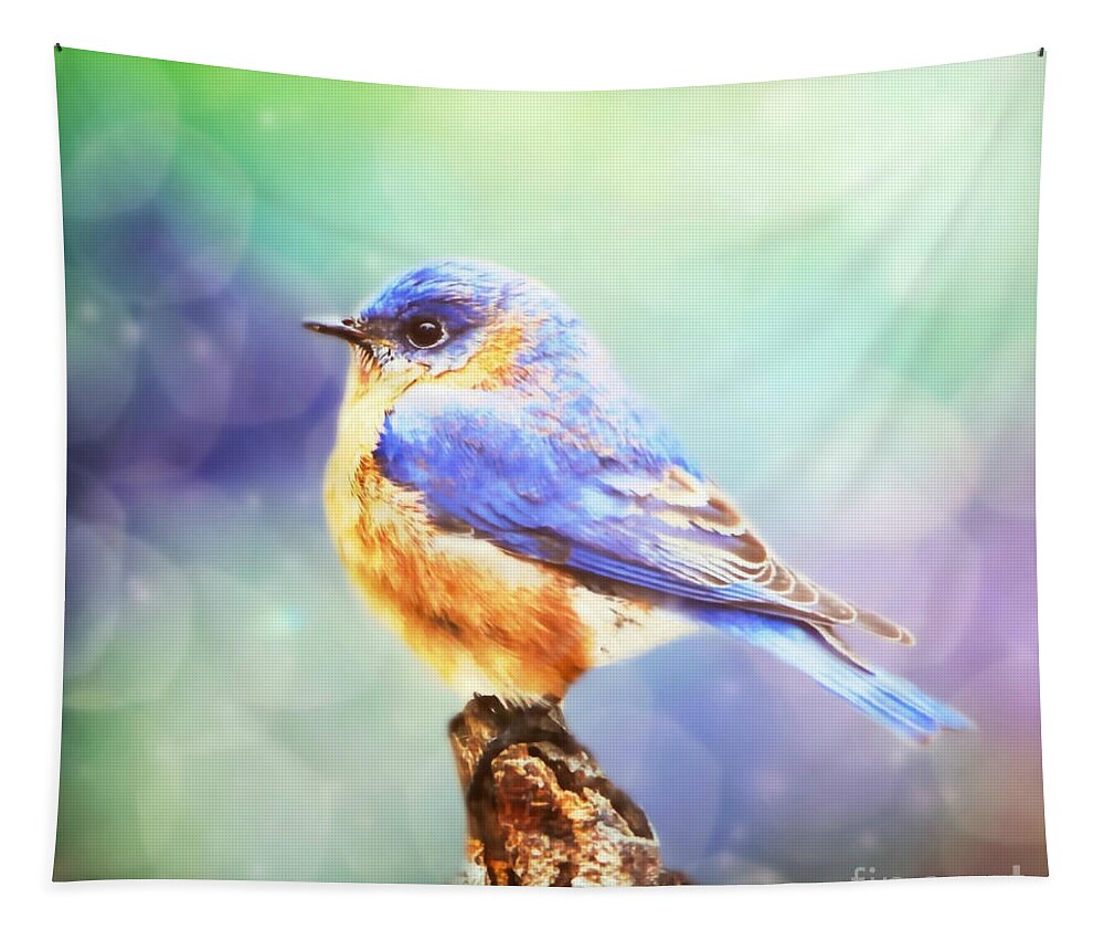 Bluebird Tapestry featuring the mixed media Silent Reverie by Tina LeCour