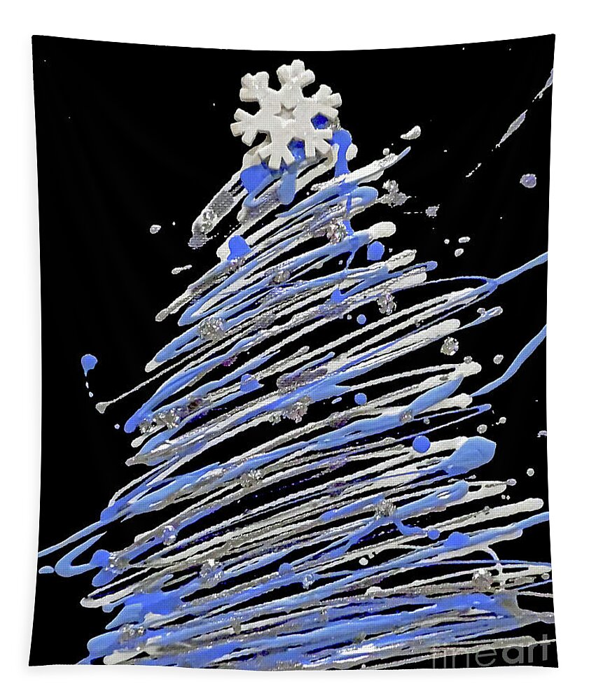 Christmas Tree Tapestry featuring the painting Silver Snow by Jilian Cramb - AMothersFineArt