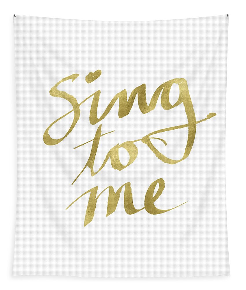 Sing Tapestry featuring the painting Sing To Me Gold- Art by Linda Woods by Linda Woods