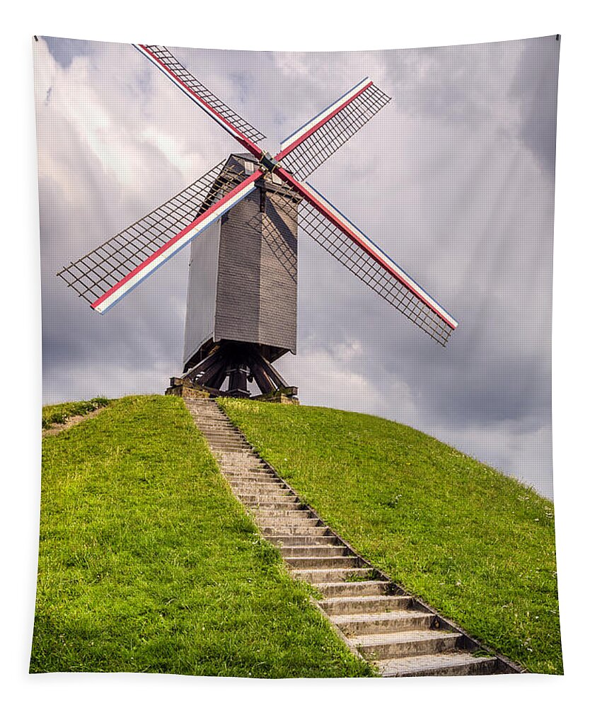 Brugge Tapestry featuring the photograph Sint Janshuismolen Windmill by Pablo Lopez