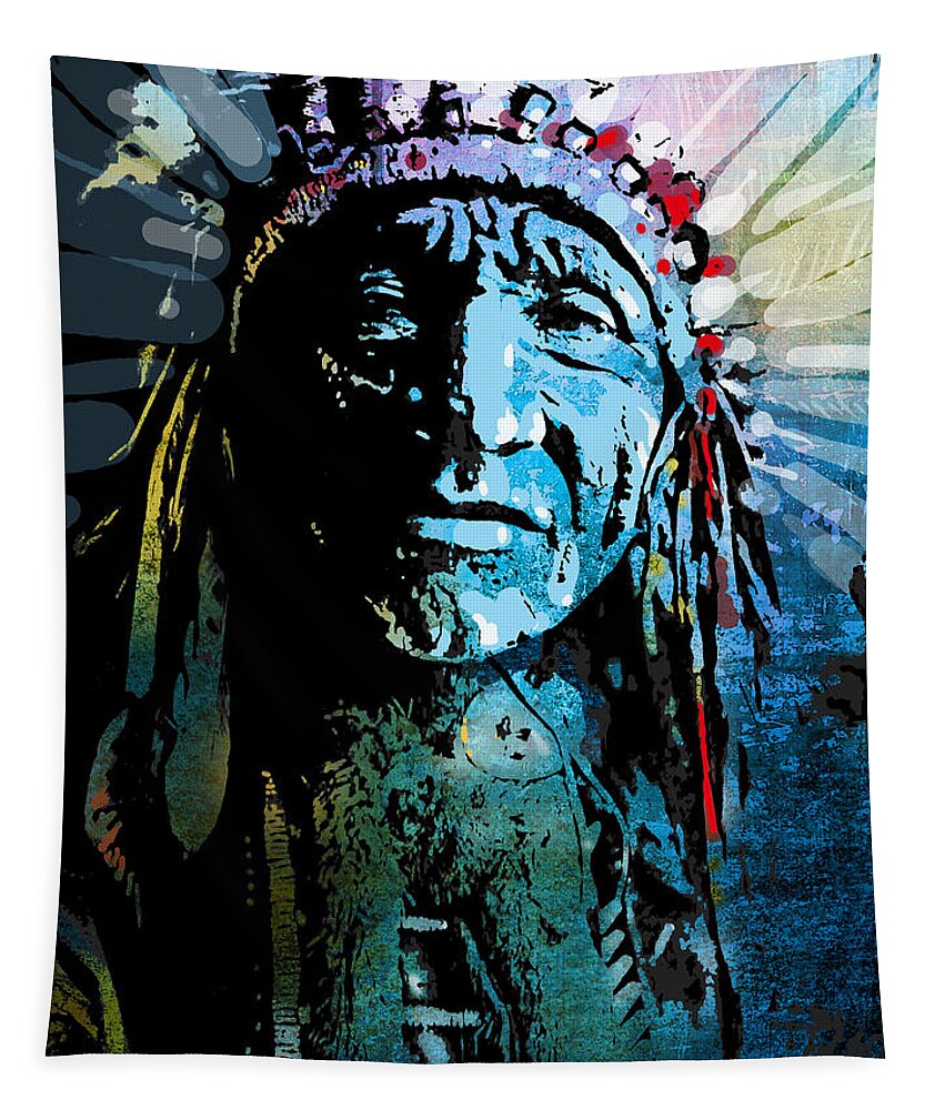 Native American Tapestry featuring the painting Sioux Chief by Paul Sachtleben