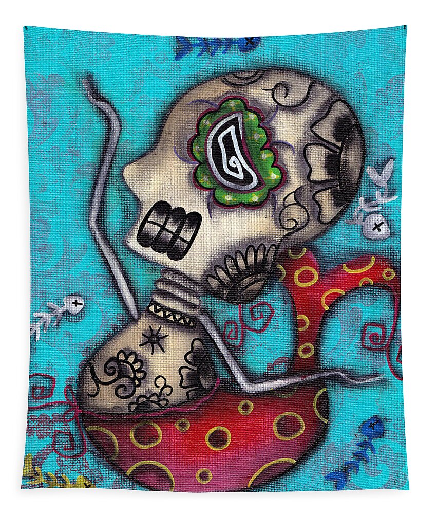 Day Of The Dead Tapestry featuring the painting Sirena I by Abril Andrade