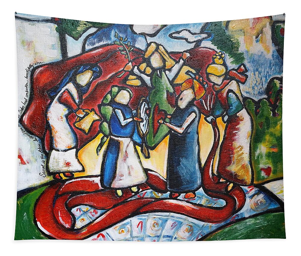 Sisters Tapestry featuring the painting Sisters by Theresa Marie Johnson