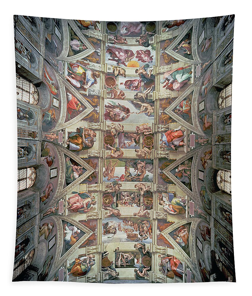 Sistine Tapestry featuring the painting Sistine Chapel Ceiling by Michelangelo