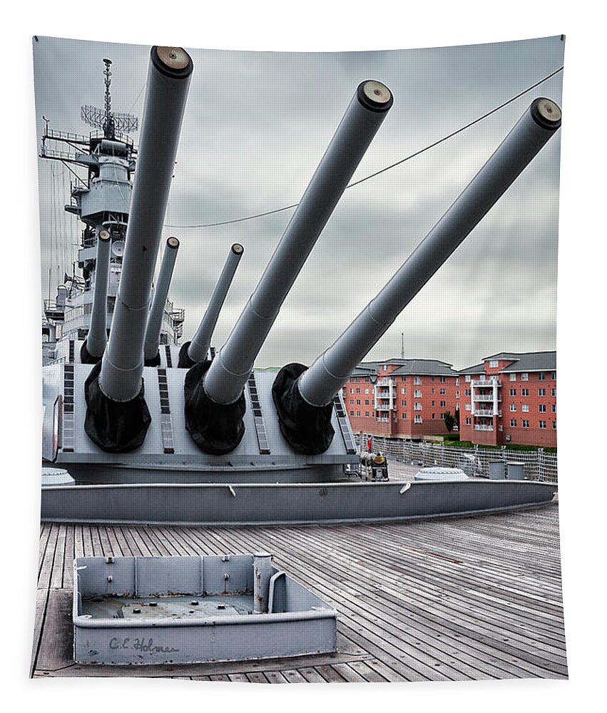 Uss Wisconsin Tapestry featuring the photograph Six Pack of Sixteens by Christopher Holmes