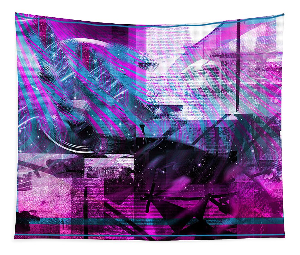 Abstract Tapestry featuring the digital art Sketching Flying Stars.. by Art Di