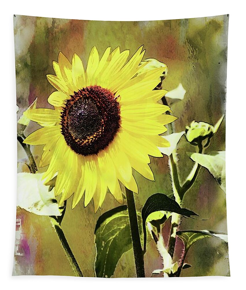 Flower Tapestry featuring the photograph Sketchy Sunflower 3 by Marty Koch