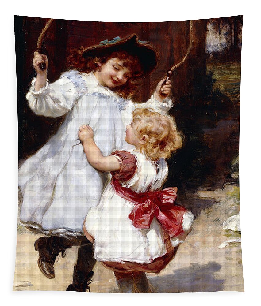 Frederick Morgan Tapestry featuring the painting Skipping by Frederick Morgan