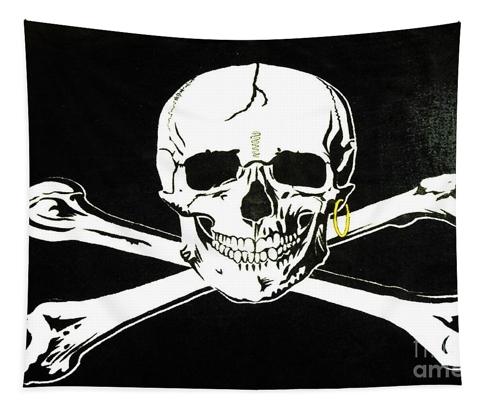 Skeleton Tapestry featuring the photograph Skull and cross bones by Micah May