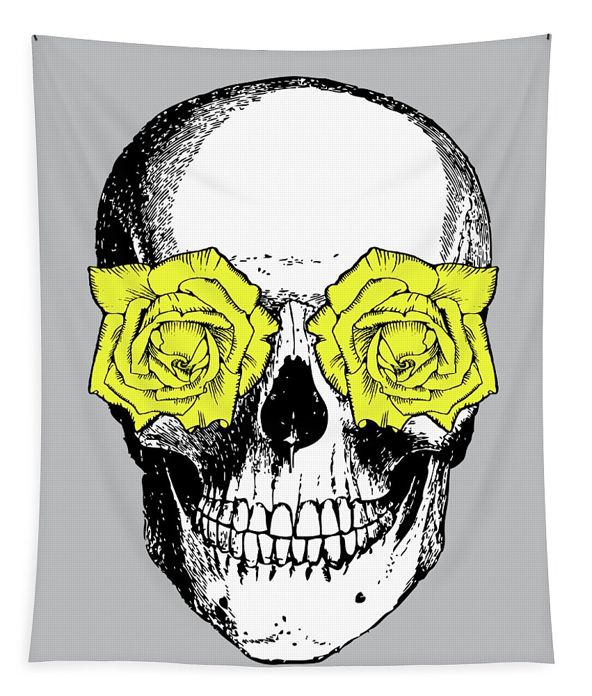 Skull And Roses Tapestry featuring the digital art Skull and Roses by Eclectic at Heart