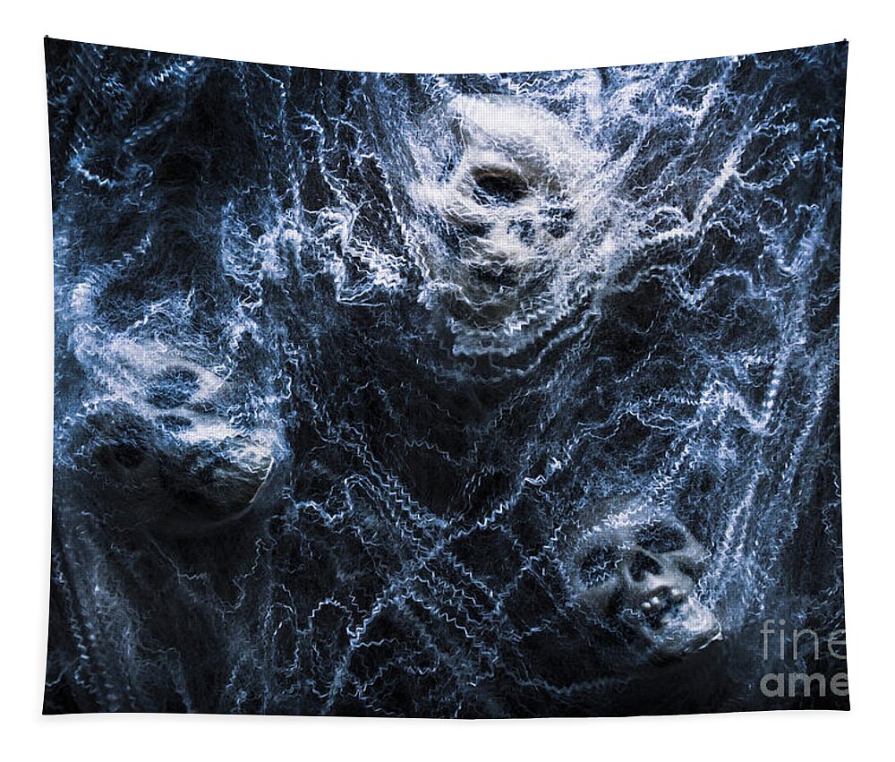 Dead Tapestry featuring the photograph Skulls tangled in fear by Jorgo Photography