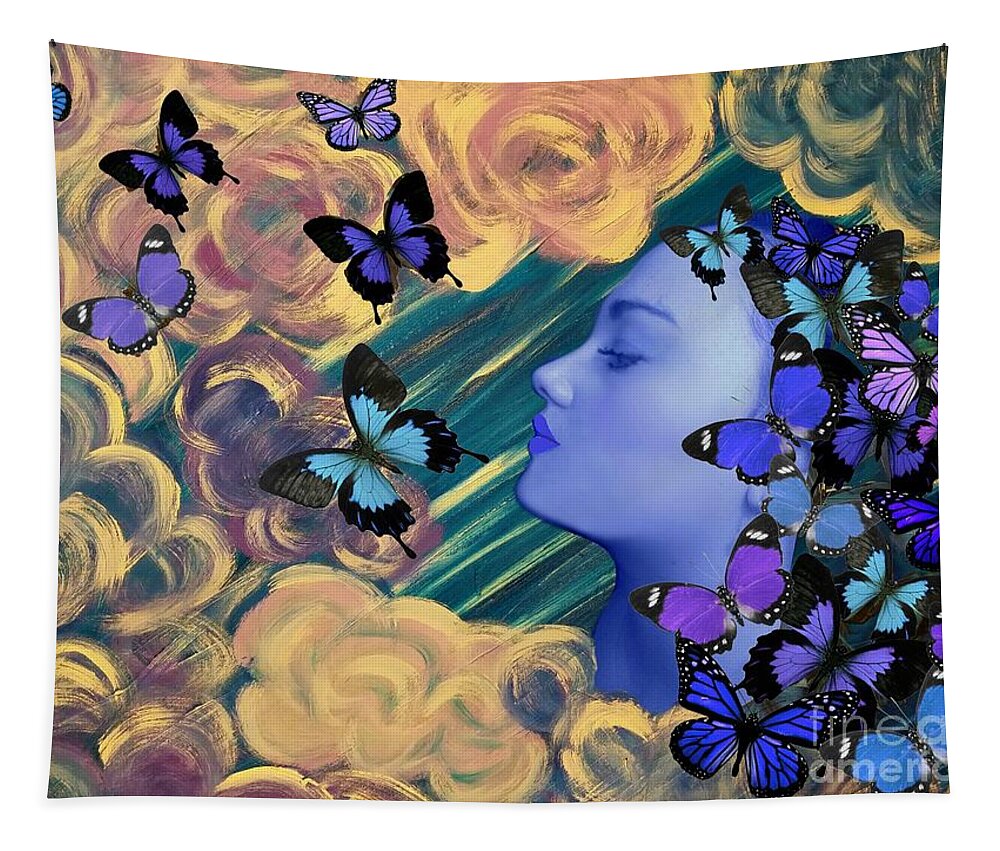 Sky Tapestry featuring the mixed media Sky Maiden by Diamante Lavendar