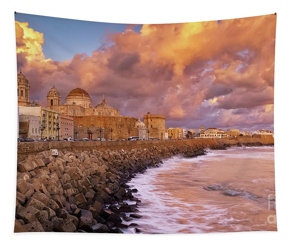 View Tapestry featuring the photograph Skyline from Campo del Sur Cadiz Spain by Pablo Avanzini