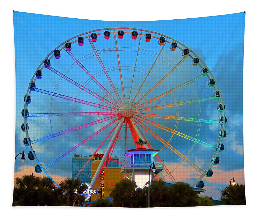 Myrtlebeach Tapestry featuring the photograph Skywheel by Aaron Martens