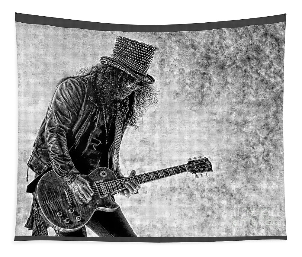 Guns And Rose Tapestry featuring the digital art Slash - Guns And Roses by Ian Gledhill