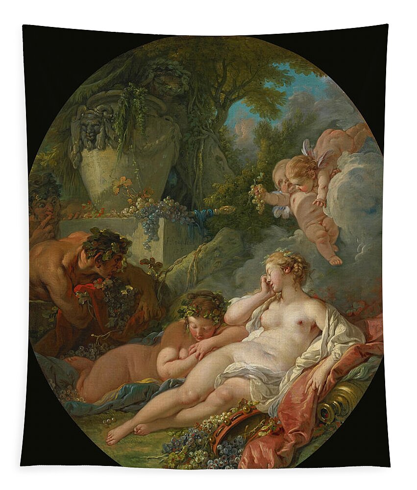 Francois Boucher Tapestry featuring the painting Sleeping Bacchantes surprised by Satyrs by Francois Boucher