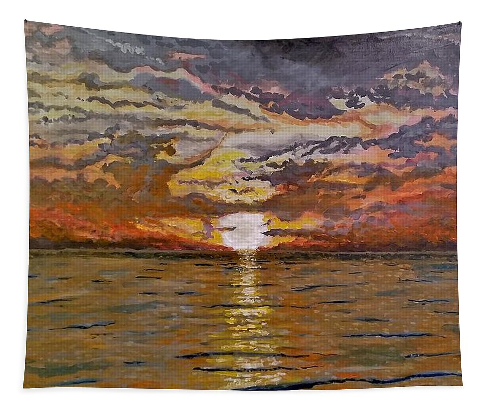 Landscape Tapestry featuring the painting Sleepy Hollow Sunset by Joel Tesch