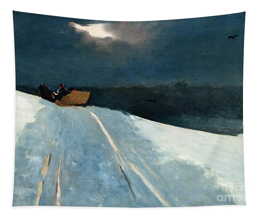 Winter Scene Tapestry featuring the painting Sleigh Ride by Winslow Homer